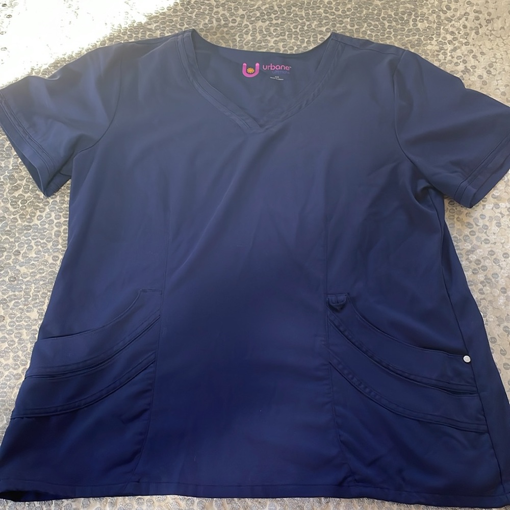 XL navy scrub top